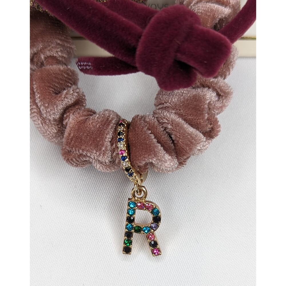 R Initial Charm with Scrunchies Ponytail Hair TIe Set